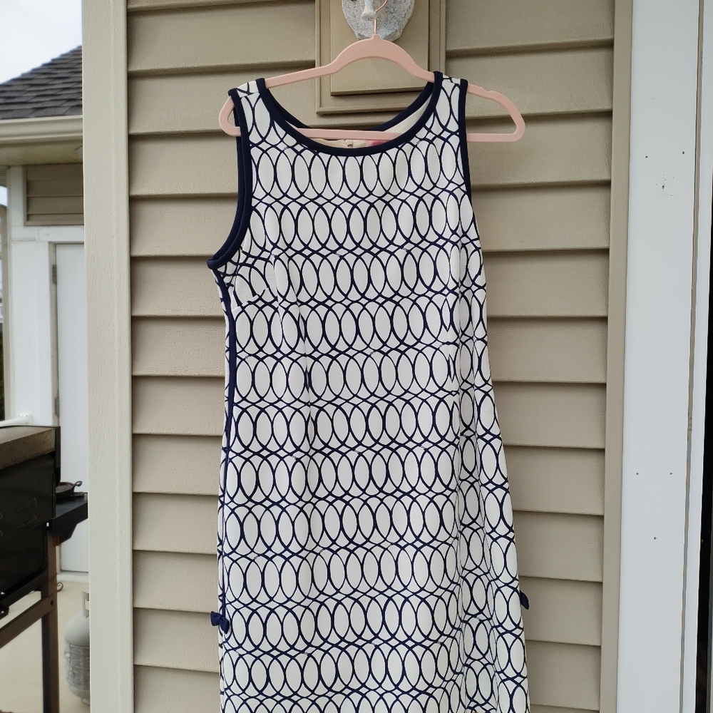 Lilly Pulitzer Francesca Navy and White Sleeveless Geometric Dress